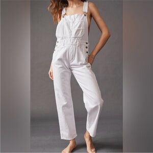 Free People We The Free Ziggy Denim Overall Optic White Size Large
